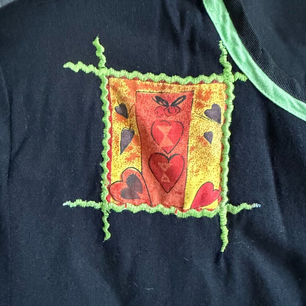 Vtg Allure Embroidered Patch Work Button Front Ja… - image 4